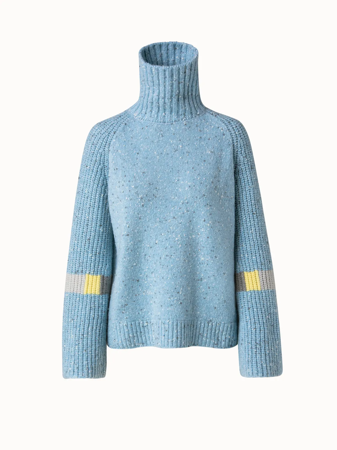 Cashmere Knit Turtleneck with Intarsia Details