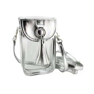 Cell Phone Crossbody - Clear Bag with Silver Accents