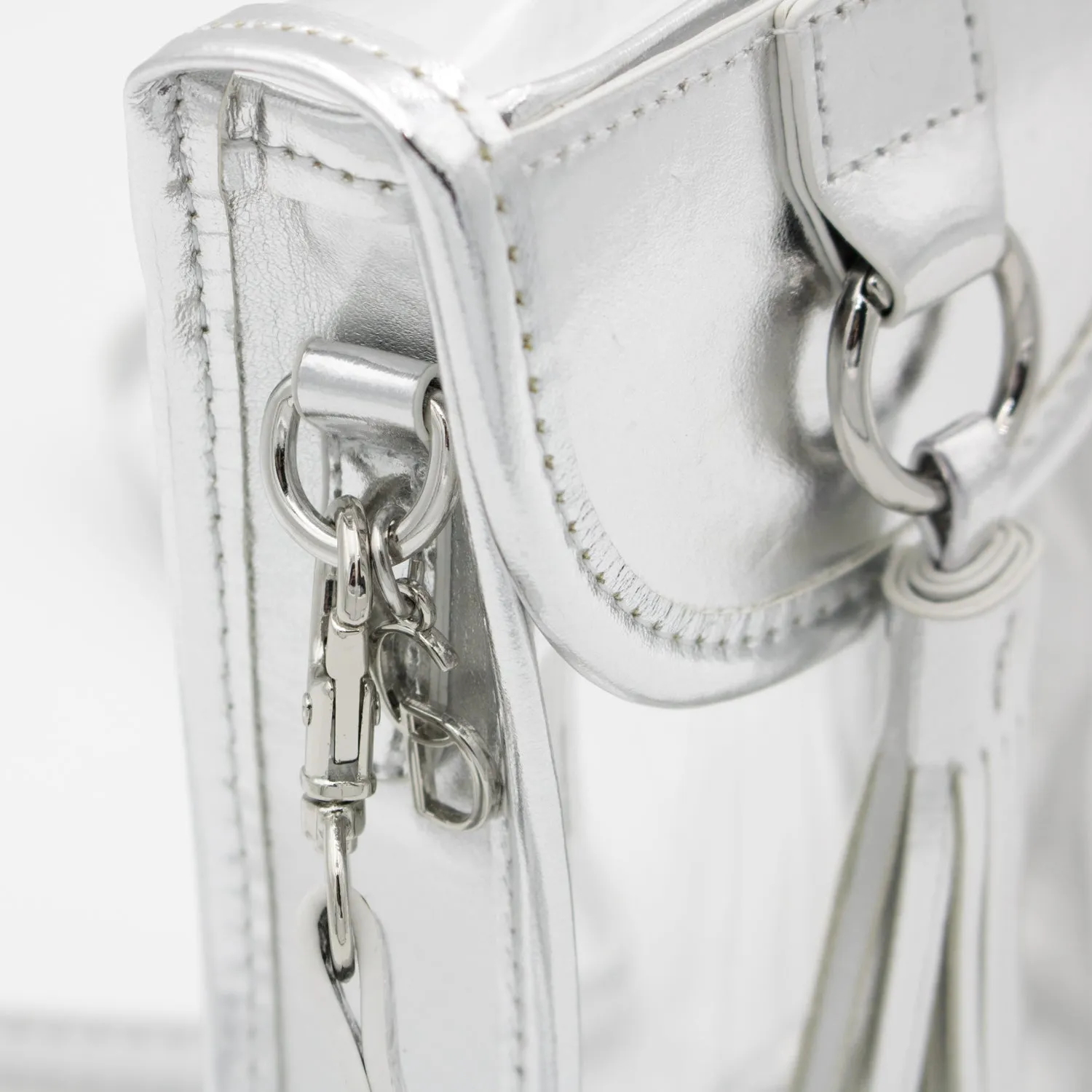 Cell Phone Crossbody - Clear Bag with Silver Accents