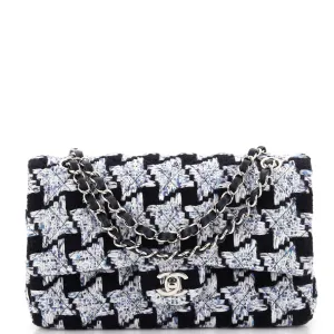 CHANEL Classic Double Flap Bag Quilted Houndstooth Tweed Medium