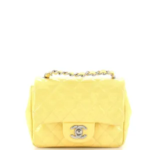 CHANEL Square Classic Single Flap Bag Quilted Patent Mini