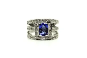 Channel Tanzanite And Pave Diamond Ring / Item Code: RNG 21