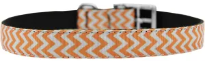 Chevrons Nylon Dog Collar with classic buckle 3-4" Orange Size 14