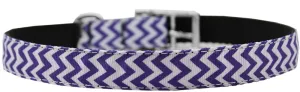 Chevrons Nylon Dog Collar with classic buckle 3-4" Purple Size 26