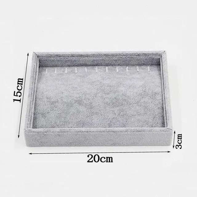 Chic Gray Velvet Jewelry Storage Tray - Stylish Organizer for Treasured Accessories