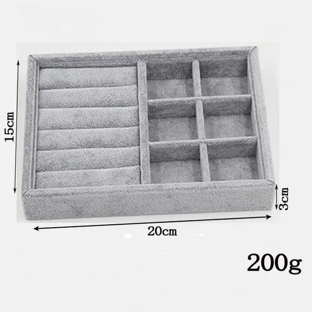 Chic Gray Velvet Jewelry Storage Tray - Stylish Organizer for Treasured Accessories