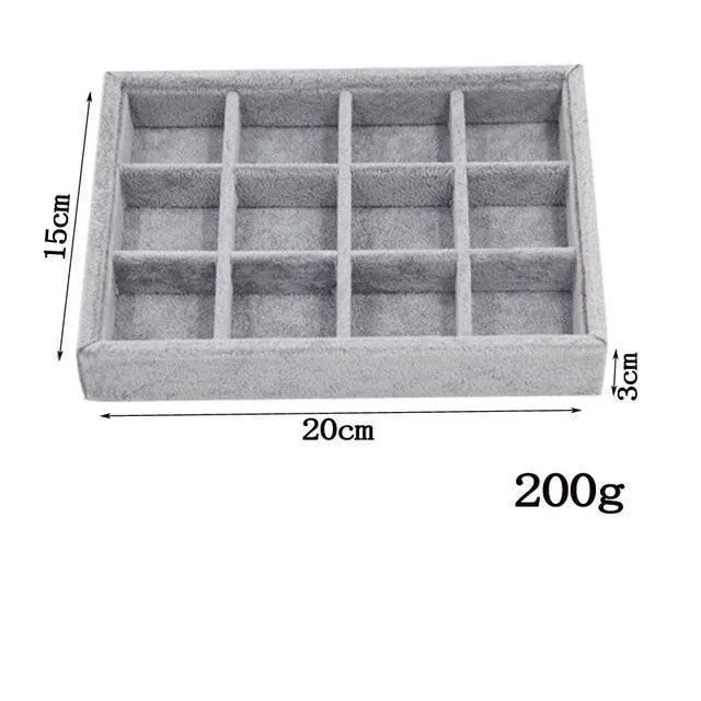 Chic Gray Velvet Jewelry Storage Tray - Stylish Organizer for Treasured Accessories