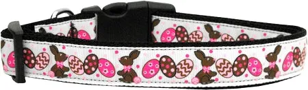 Chocolate Bunnies Nylon Dog Collar Xl