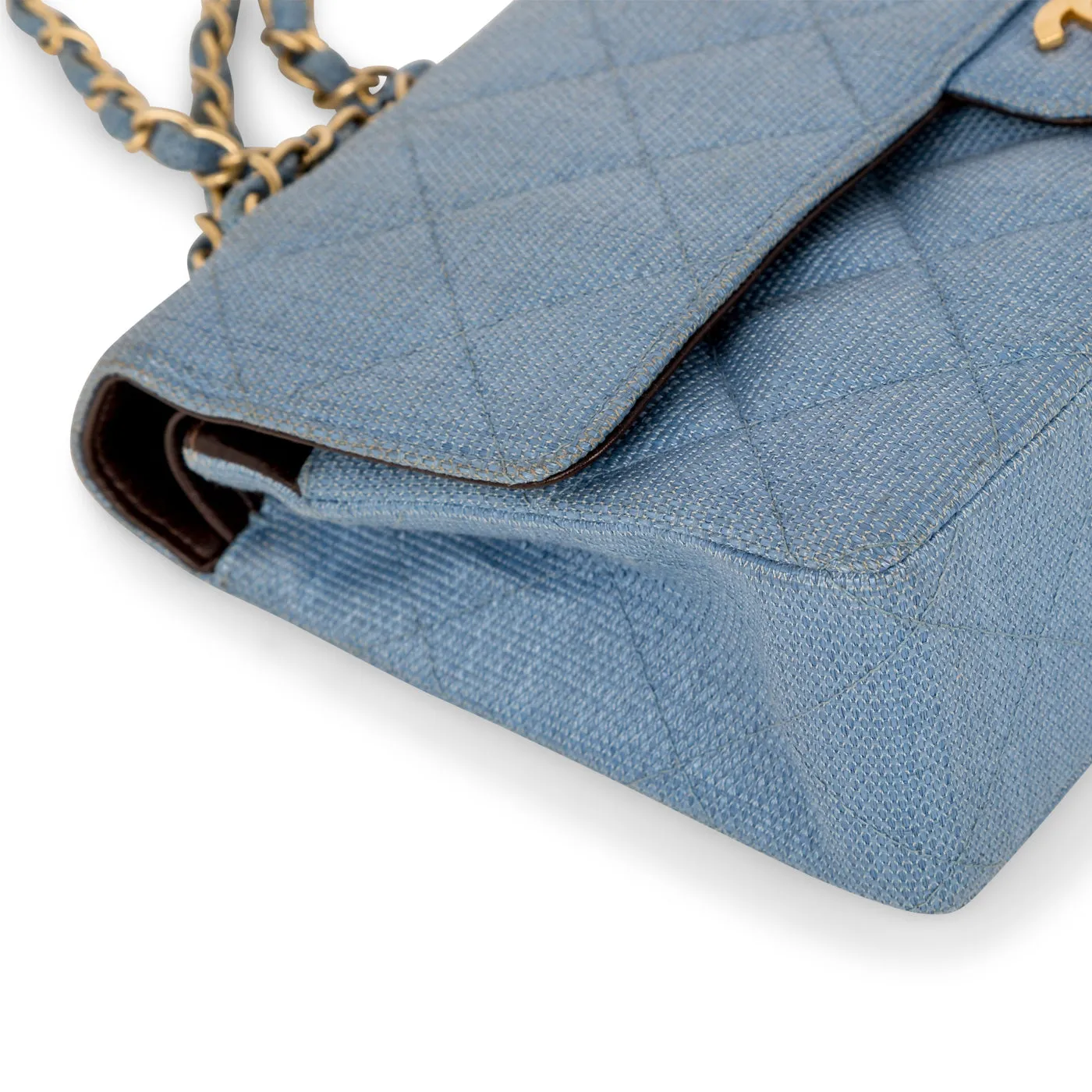 Classic Flap Bag - Denim Effect Raffia