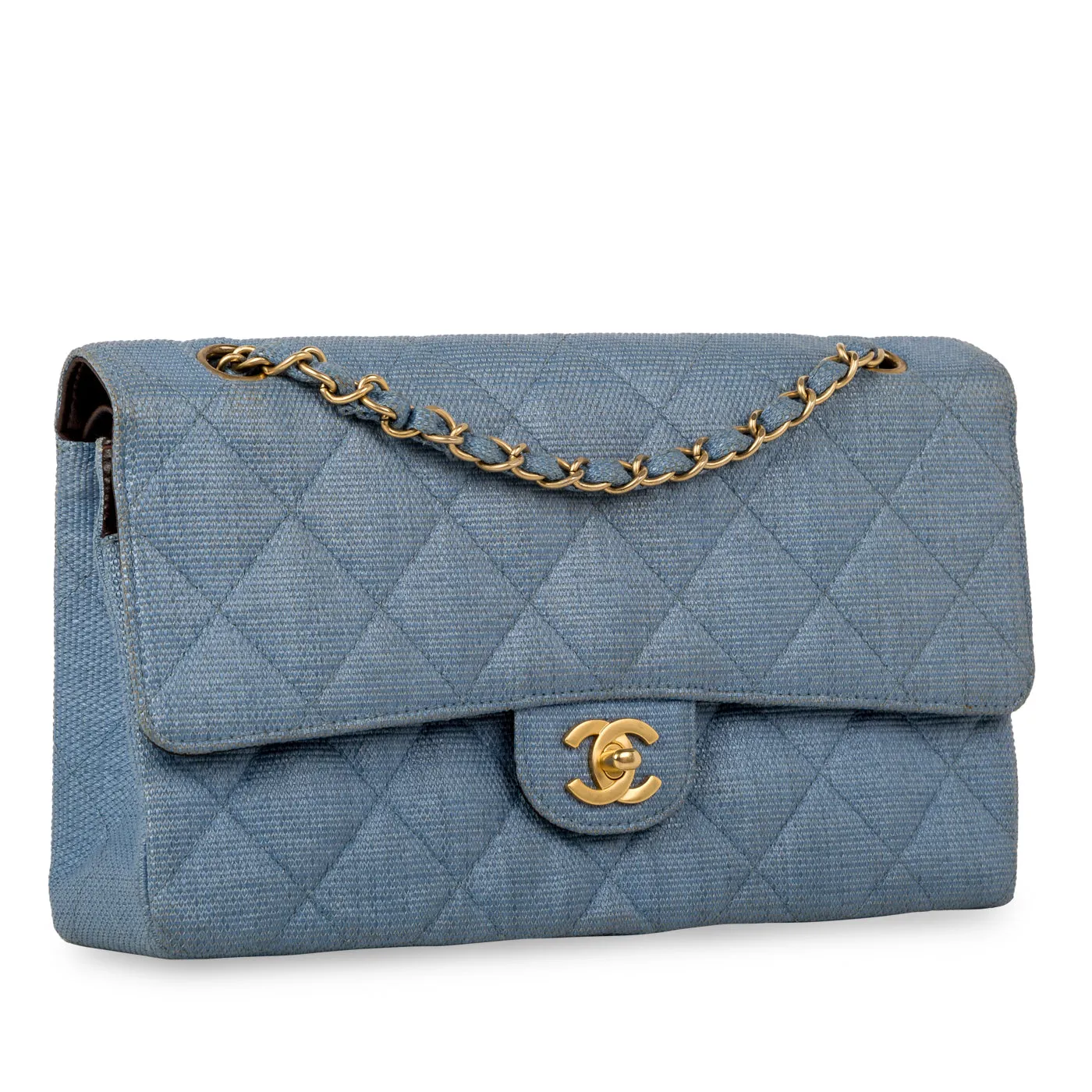 Classic Flap Bag - Denim Effect Raffia