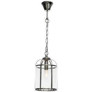 Clovelly 1 Light Lantern Pendant Chrome with Clear Glass