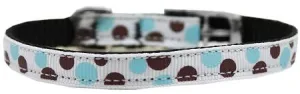 Confetti Dots Nylon Dog Collar with classic buckle 3-8" Baby Blue Size 14