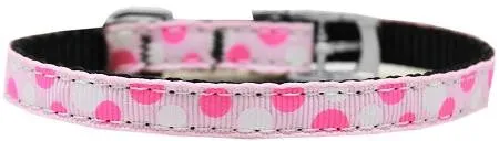 Confetti Dots Nylon Dog Collar with classic buckle 3-8" Light Pink Size 16