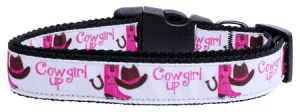 Cowgirl Up Nylon Dog Collar Sm