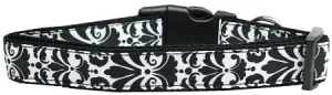 Damask Black Nylon Dog Collar Sm