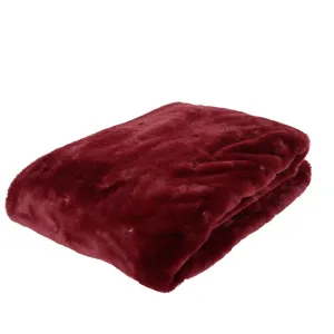 Decoris Faux Fur Throwover with Gold Stitching 130 x 170cm - Burgundy