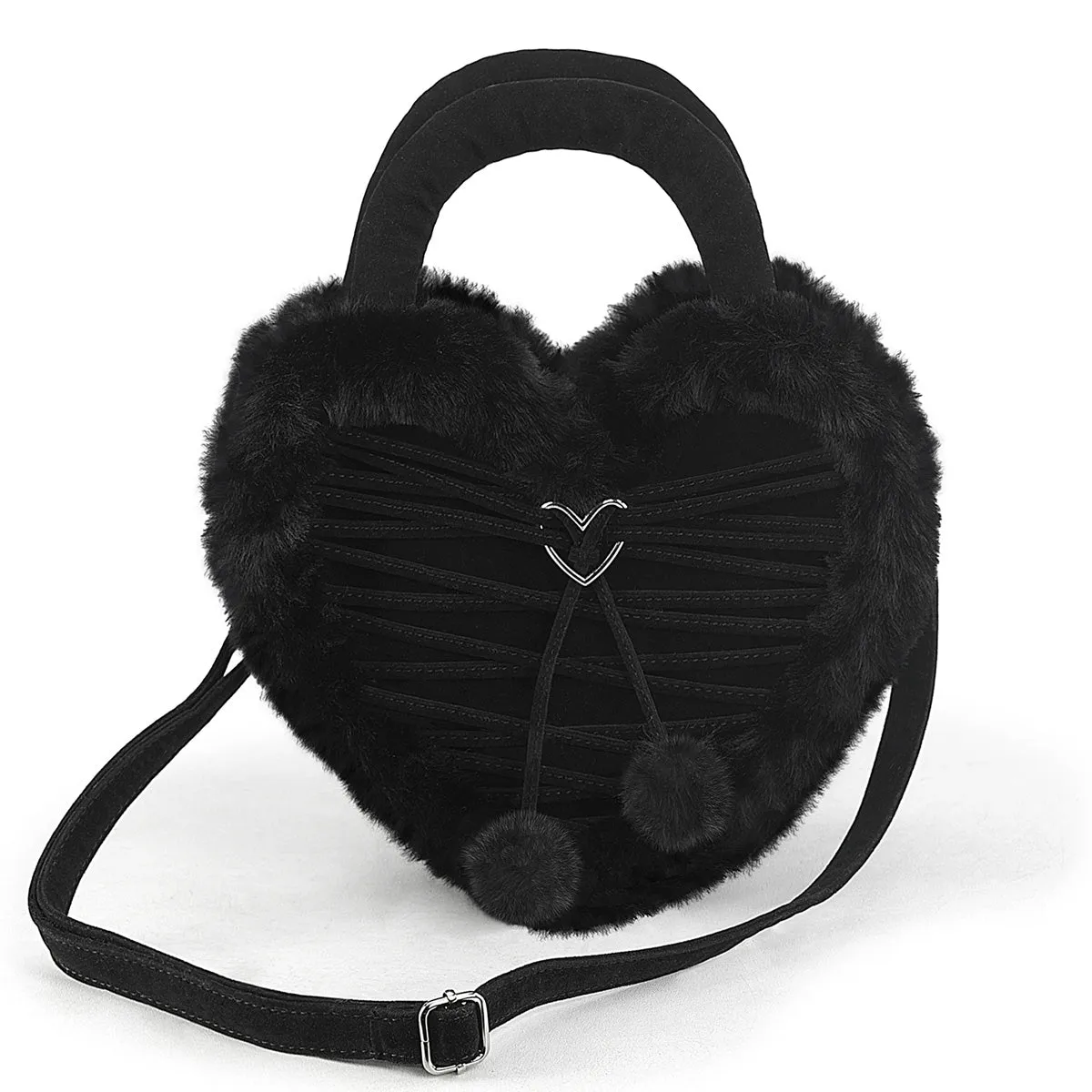 Demonia HB-631 Heart Shaped Purse W/Fur Edges