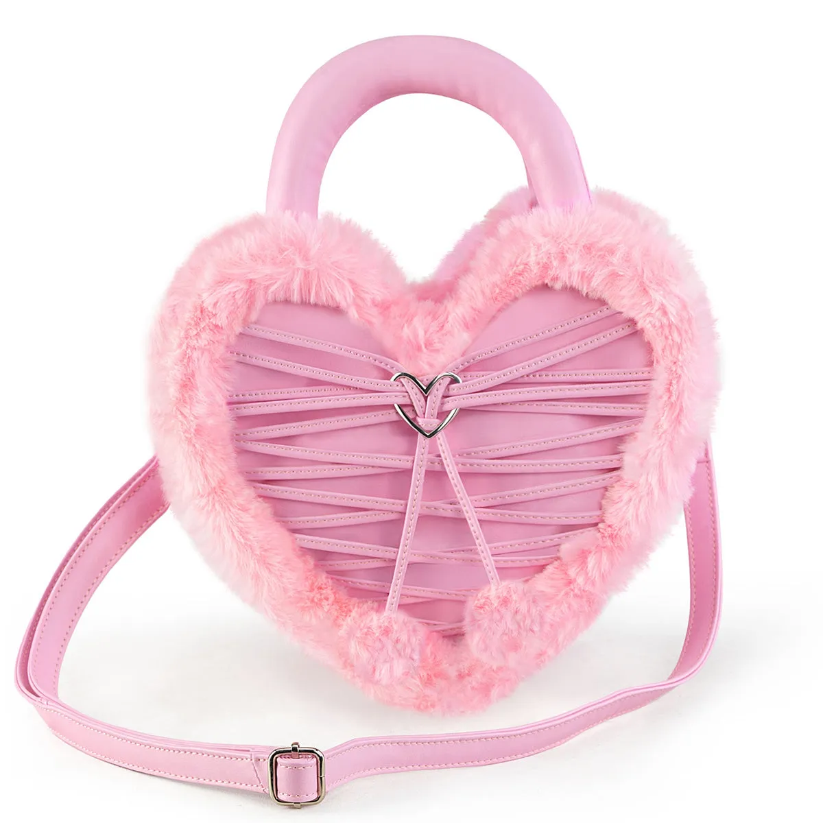 Demonia HB-631 Heart Shaped Purse W/Fur Edges