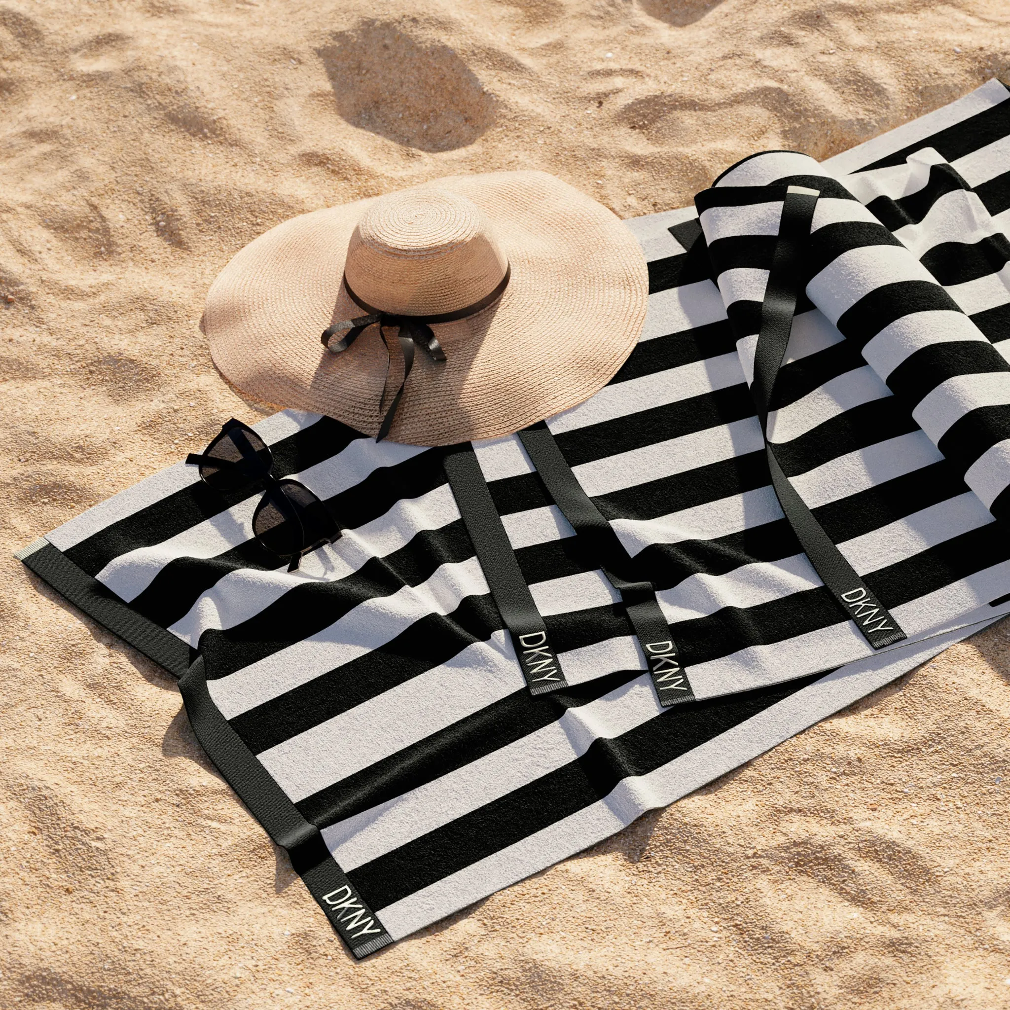 DKNY Cabana Stripe 4-piece Beach Towel and Tote Bag Set