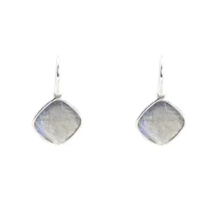 Earrings - Diamond Shape Labradorite & Sterling Silver