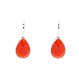 Earrings - Drop Framed Carnelian Sterling Silver