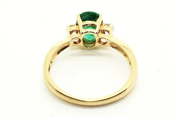 Emerald And Diamond Classic 3 Stone Ring Ad No. 0341