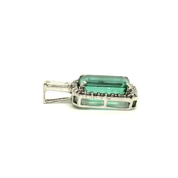 Emerald And Diamond Halo Pendant Ad No.0718