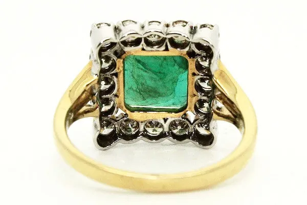 Emerald And Diamond Split Shank Halo Ring Ad No.1128