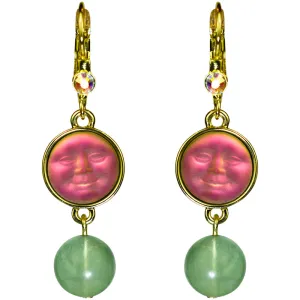 Enchanted Glass Seaview Moon & Fluorite Leverback Earrings (Goldtone/Iridis)