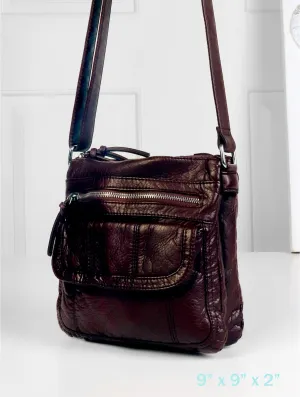 Faux Leather Satchel-Dark Coffee Brown