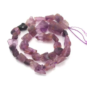 Fluorite Violet Matte Nugget Bead Strand