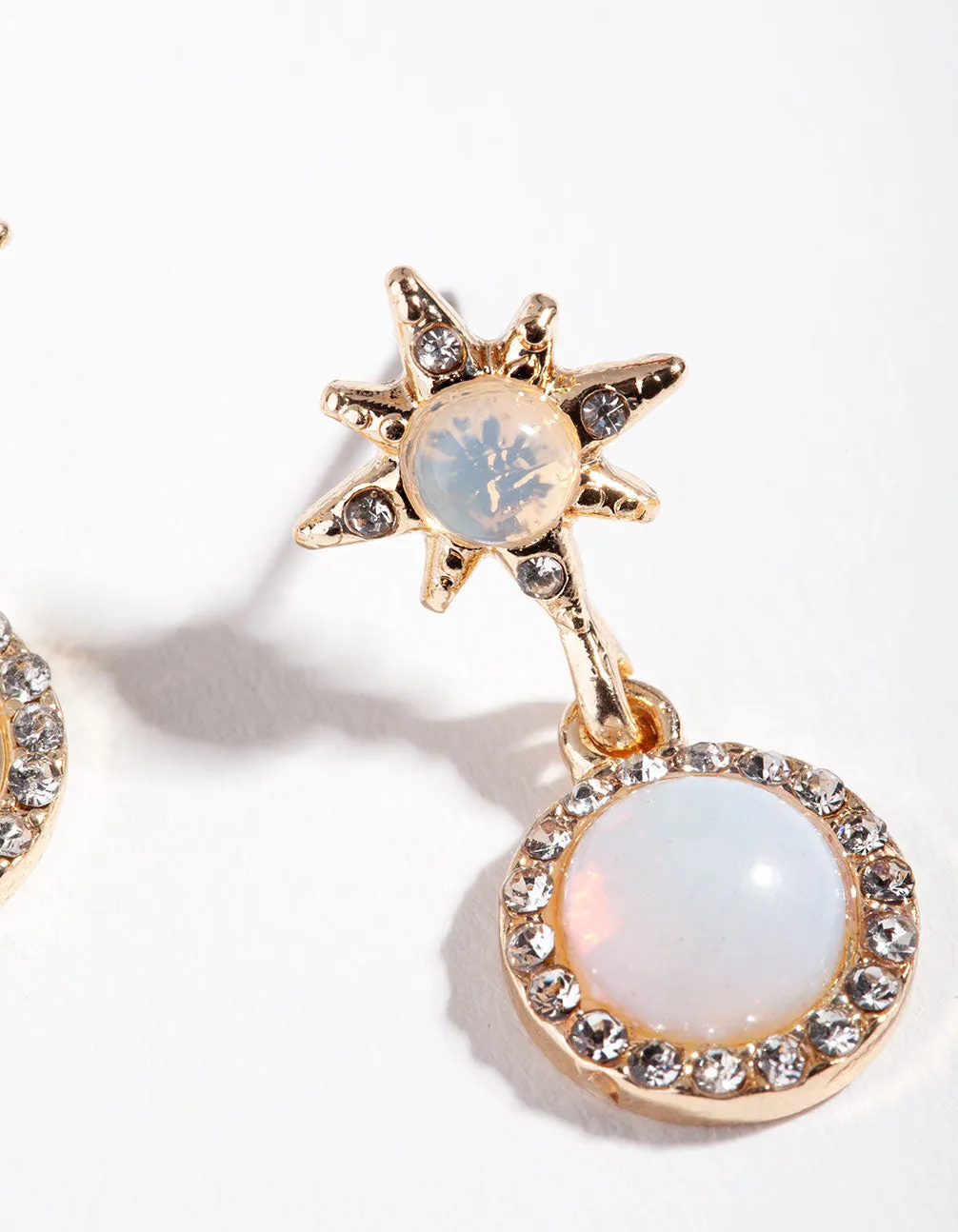 Gold Celestial Star Diamante Earrings