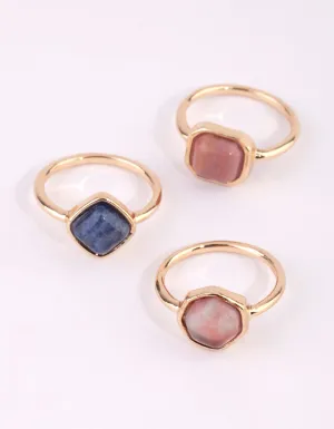 Gold Semi-Precious Ring Pack