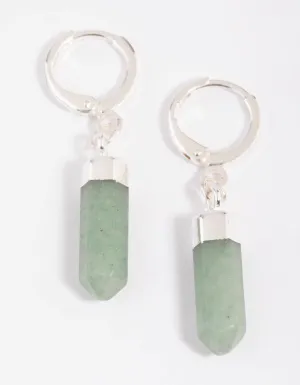 Green Flurite Shard Huggie Hoop Earrings