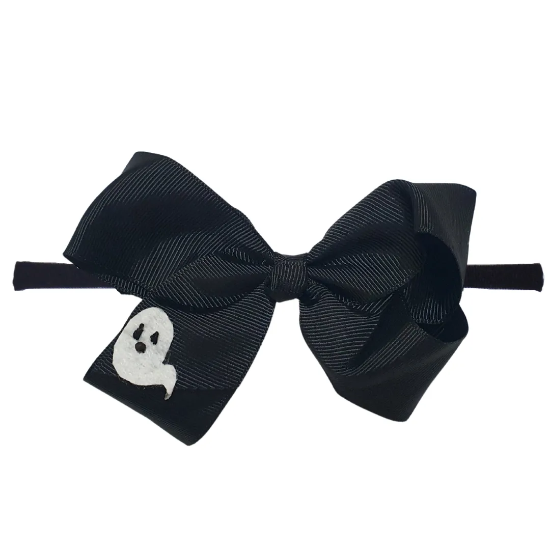 Halloween Ghost & Bow Headband- Black