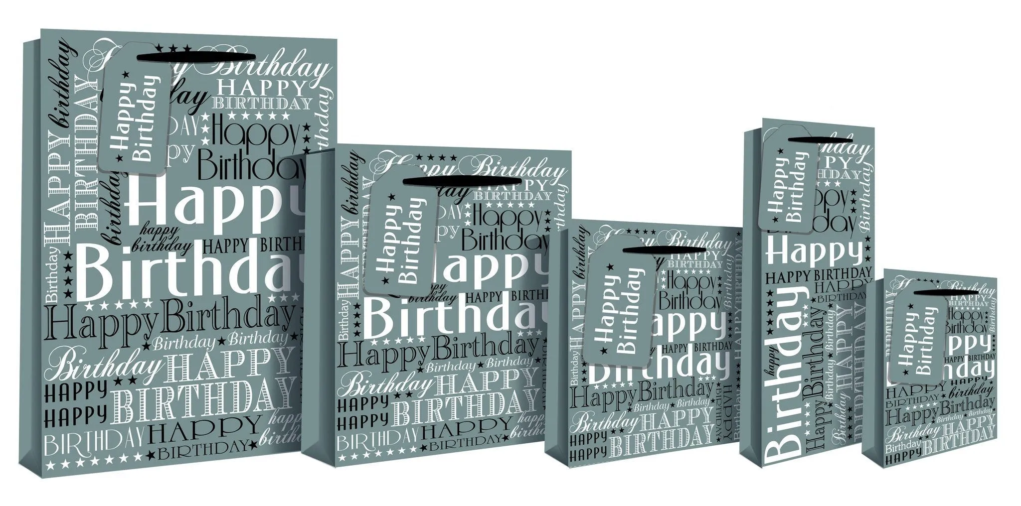 Happy Birthday Design Gift Bag 46 x 10 x 33cm - Silver Foil XL