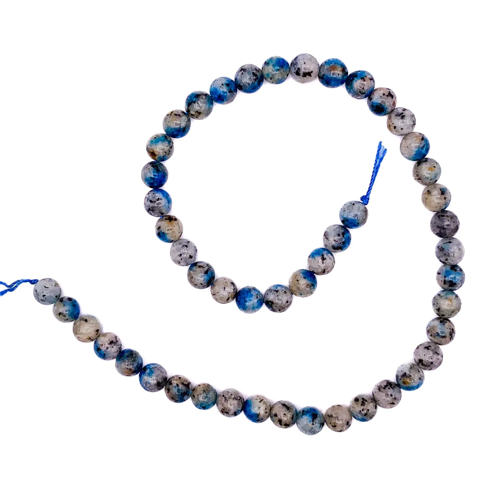 K2 Granite w/ Azurite 8mm Smooth Round Bead Strand