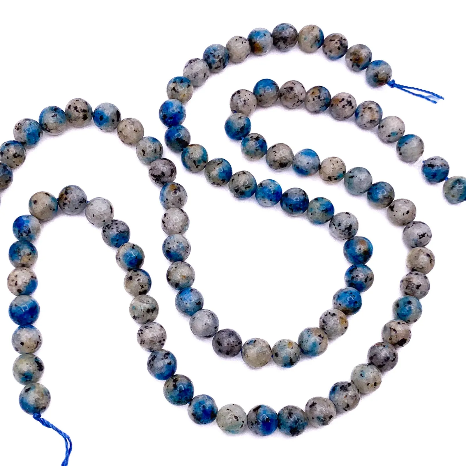 K2 Granite w/ Azurite 8mm Smooth Round Bead Strand