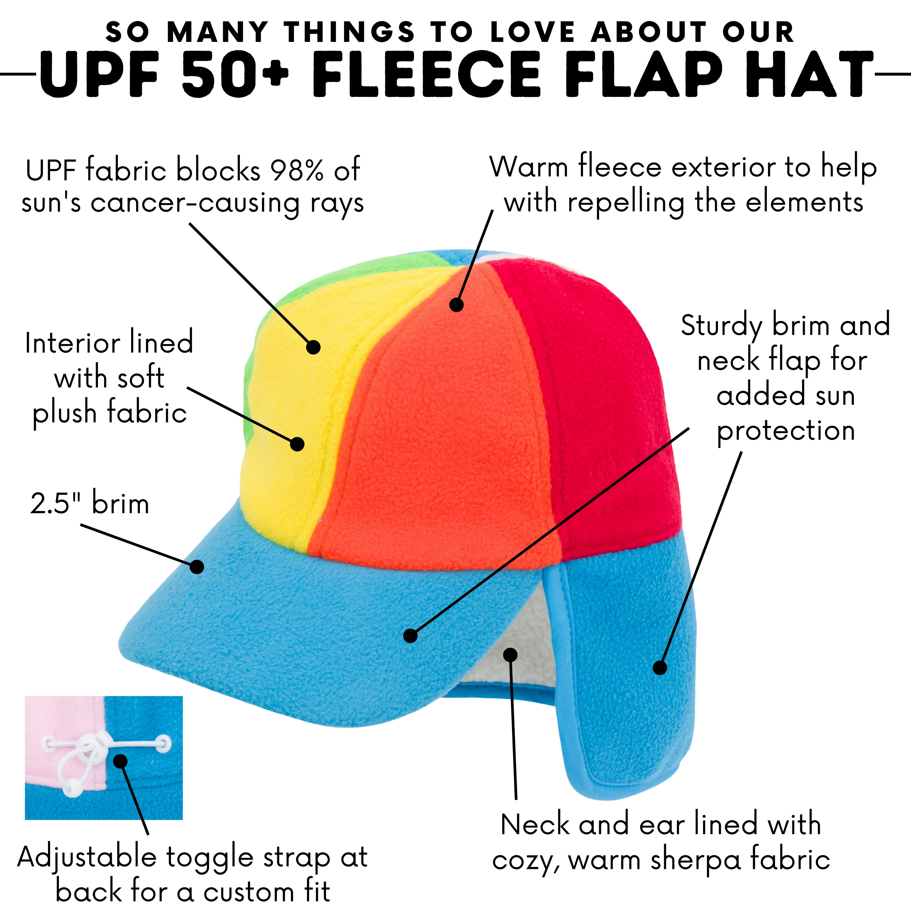 Kids Frosty Fleece Winter Flap Hat - Rainbow