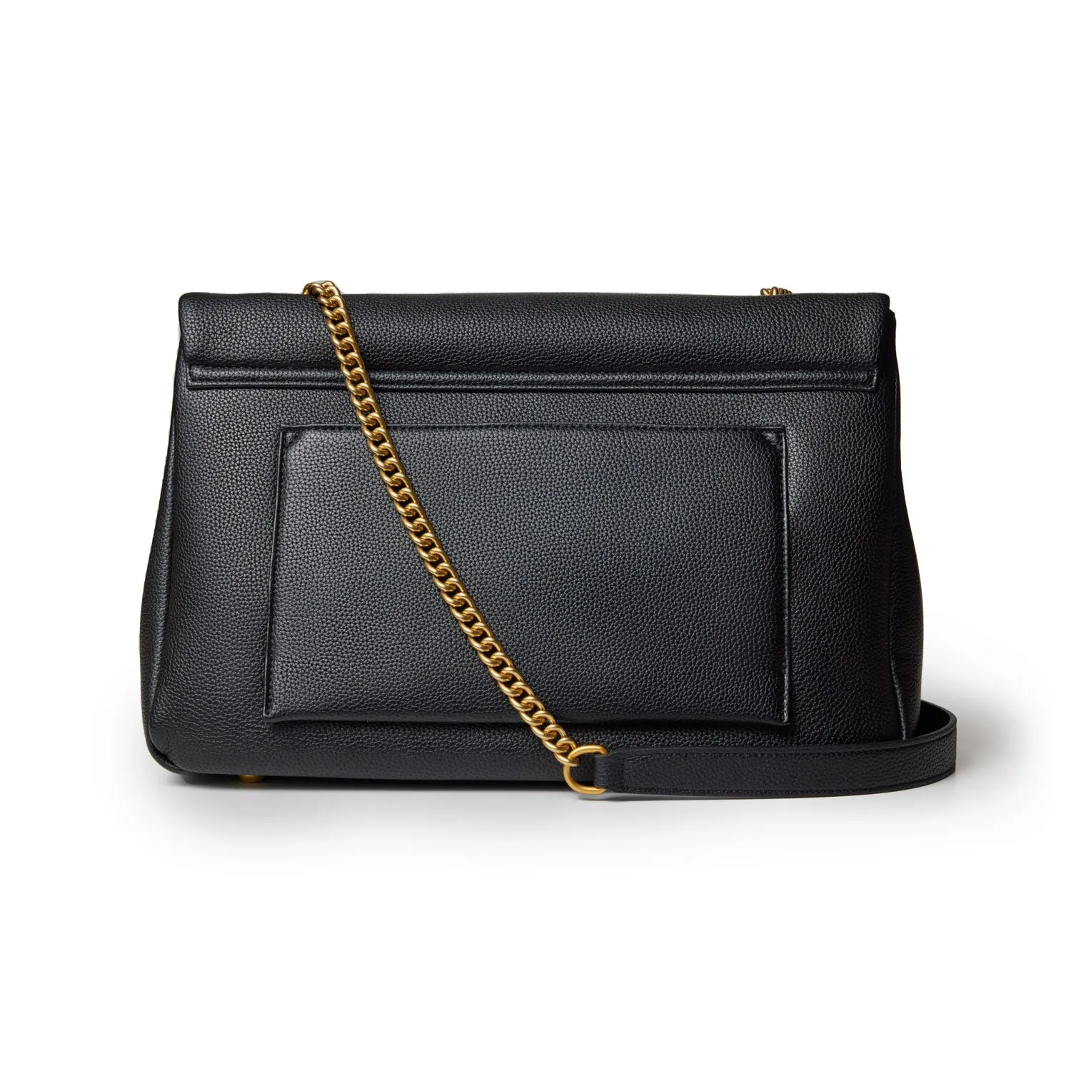 LARGE PEBBLE FLAP BAG - BLACK