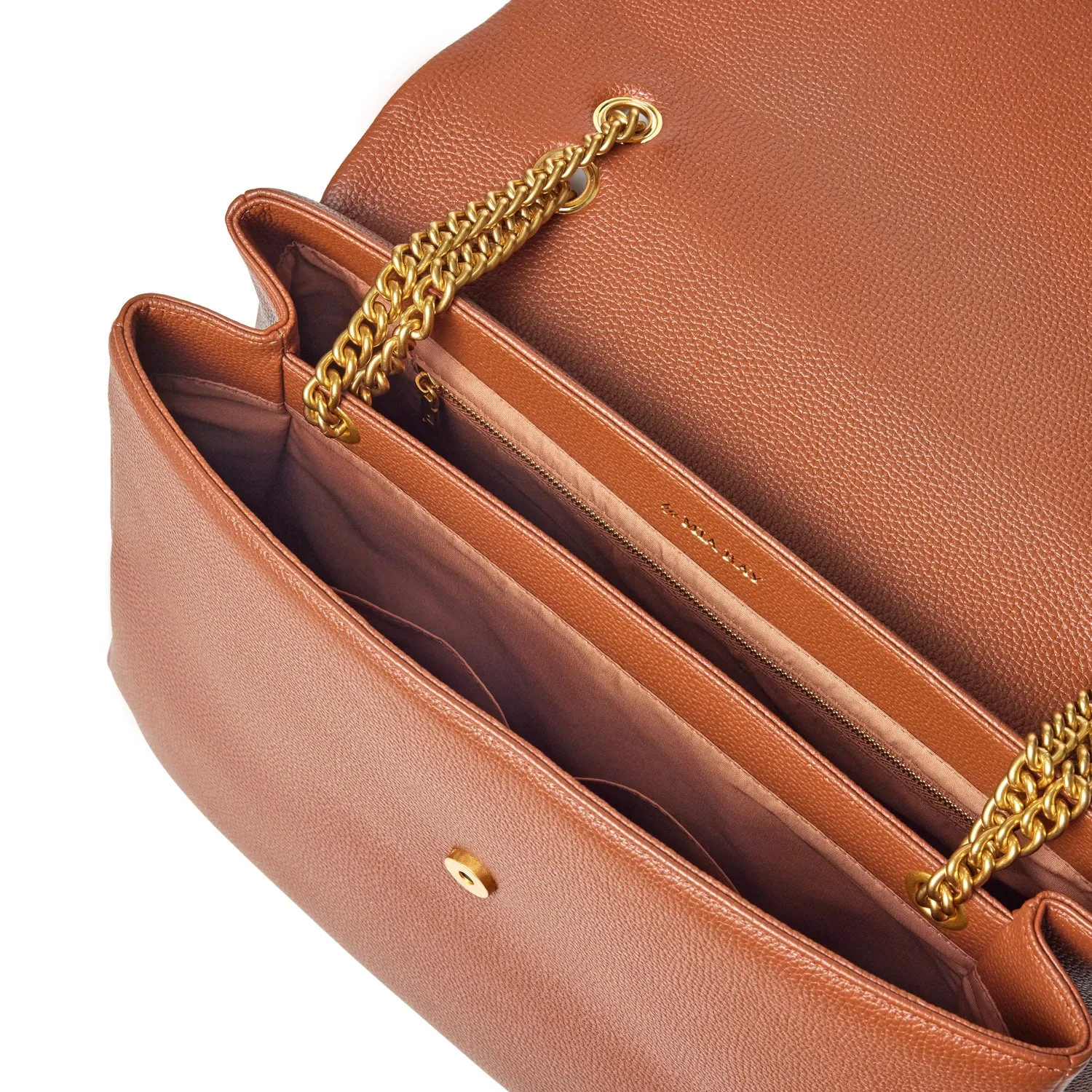 LARGE PEBBLE FLAP BAG - BROWN