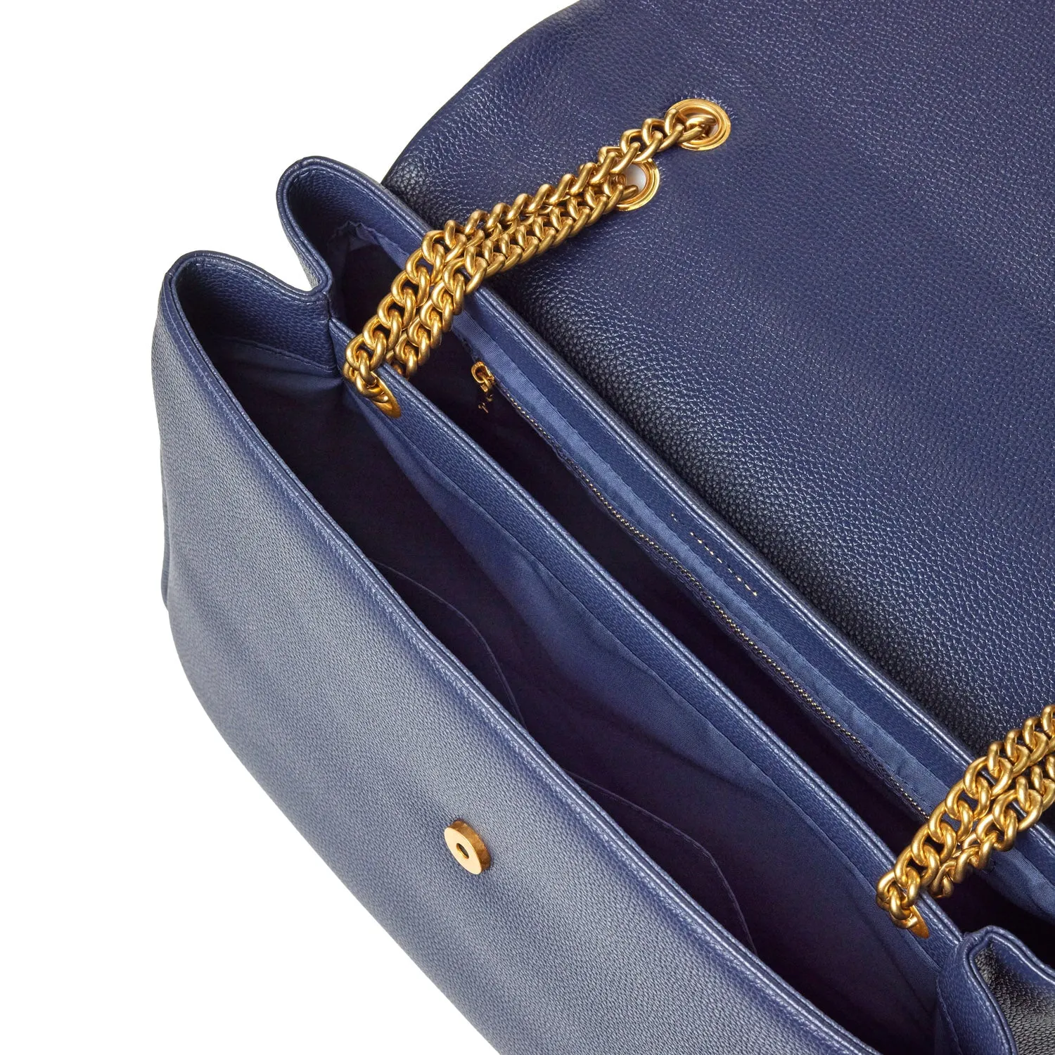 LARGE PEBBLE FLAP BAG - NAVY