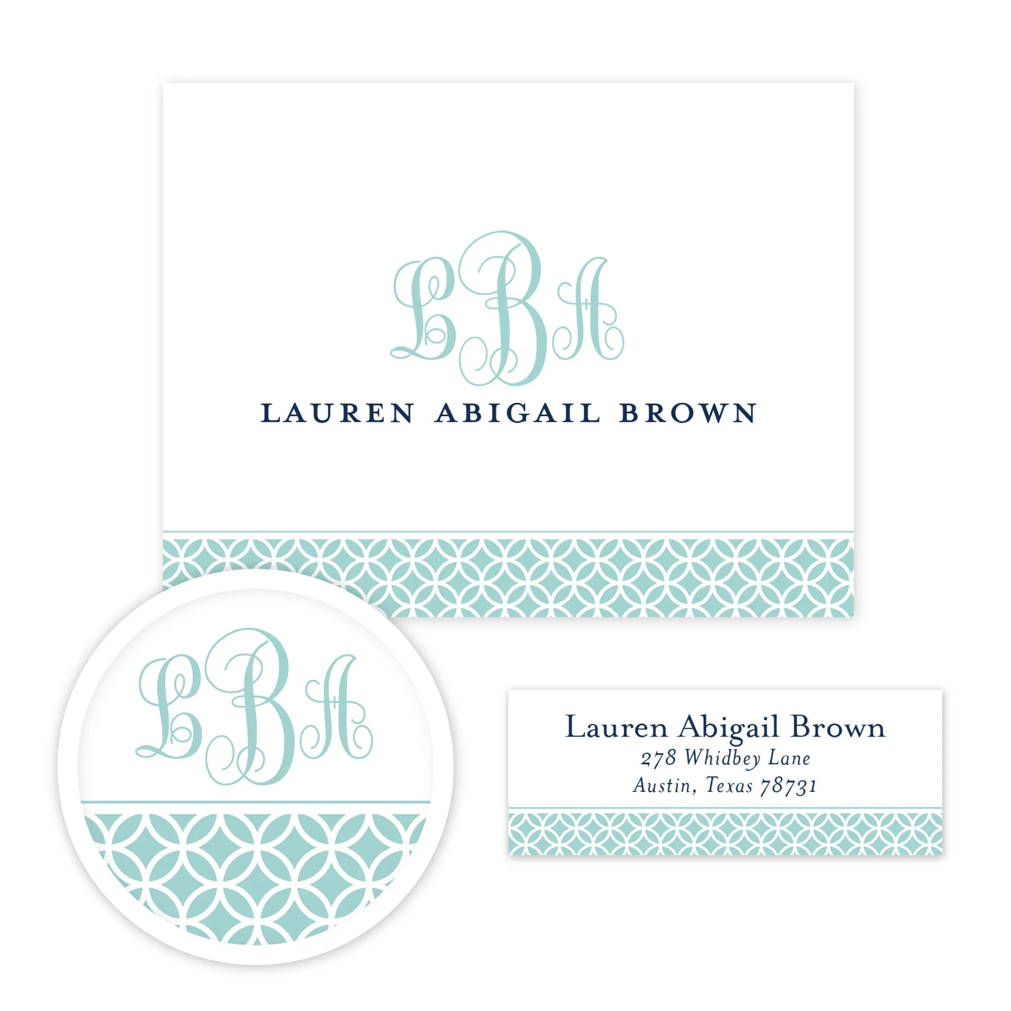 Lattice Monogram Stationery Set - Small