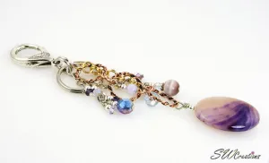 Lavender Swirl Gemstone Crystal Beaded Purse Charm