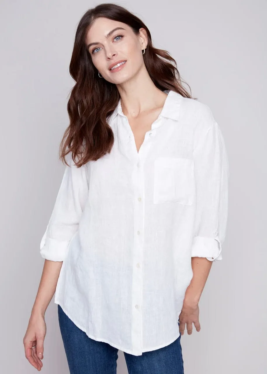 Long Linen Button Down Shirt by Charlie B