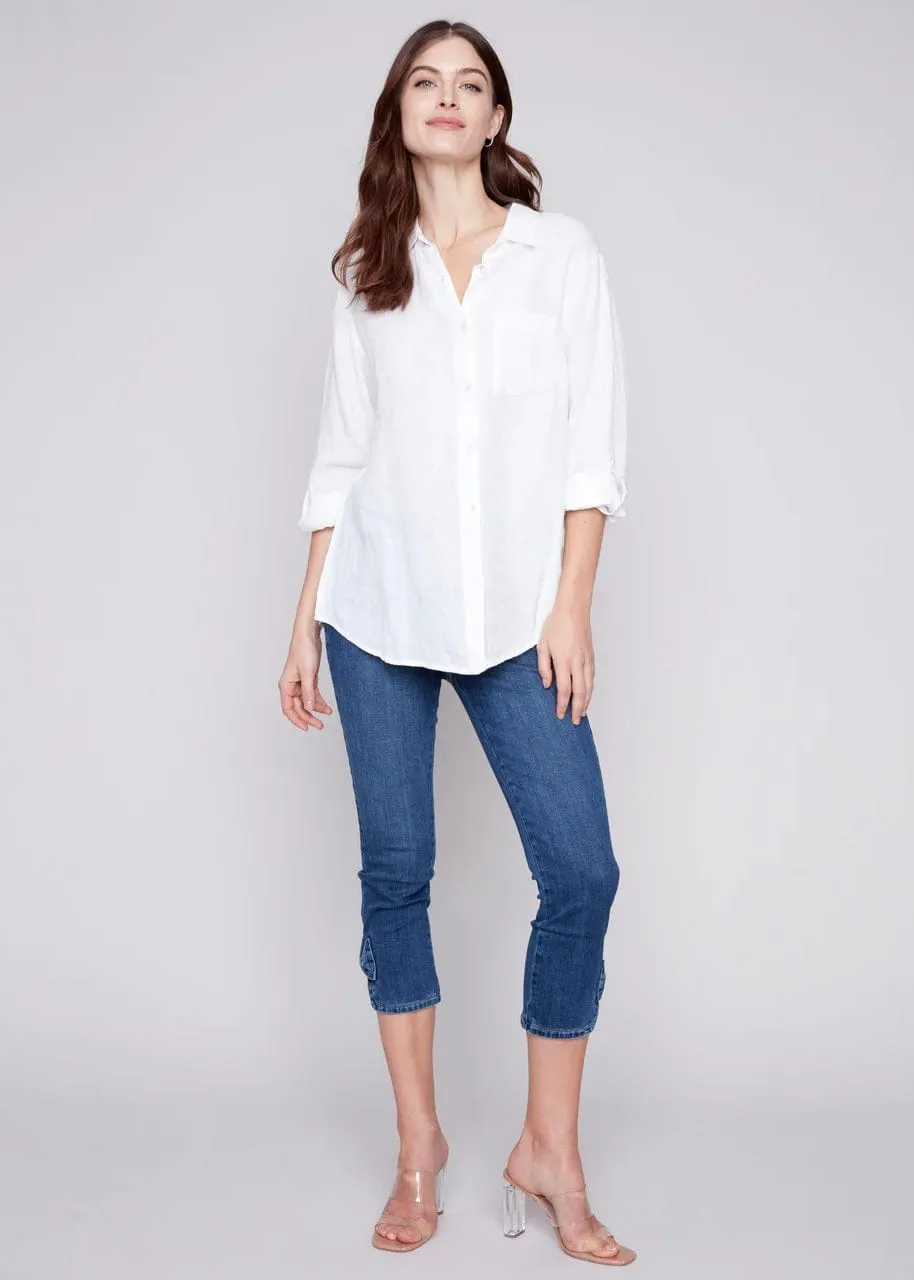 Long Linen Button Down Shirt by Charlie B