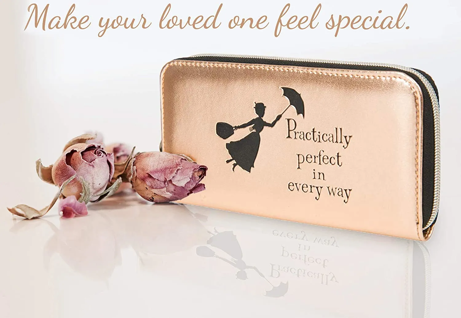 Mary Poppins Gifts Women Purses Ladies Wallet Rose Gold Disney Merchandise