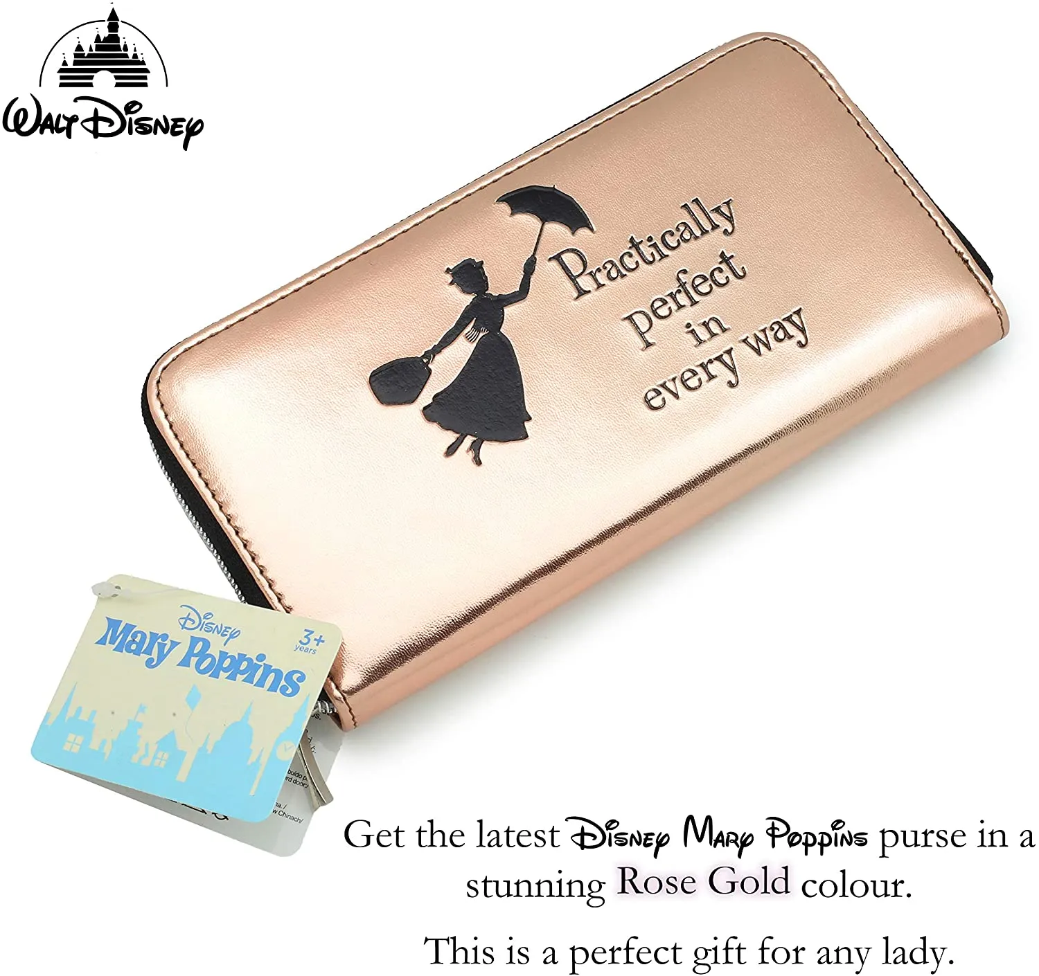 Mary Poppins Gifts Women Purses Ladies Wallet Rose Gold Disney Merchandise