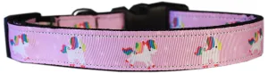 Mauve Unicorns Nylon Dog Collar Lg