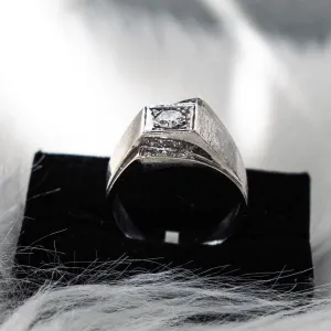 Men'S Ring 14K White Gold With Diamonds / 8.7gr / Size 9